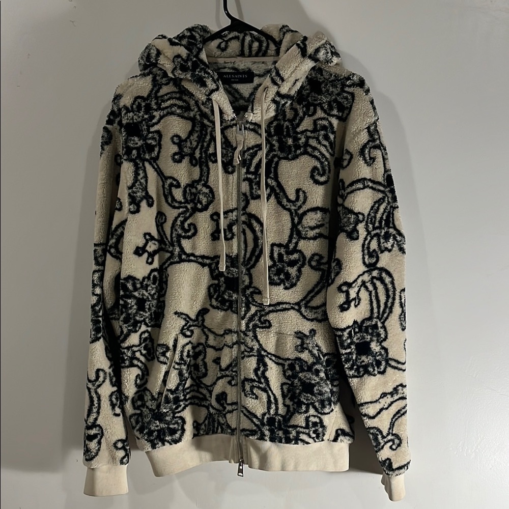 All Saints Beige Zip Hoodie